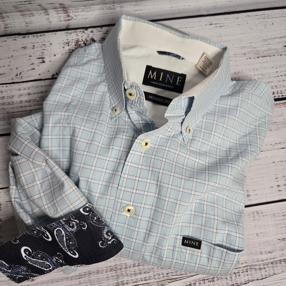Mine Mens plaid Button Down Shirt Green white Check Bright Color Cotton sz‎ XL - Picture 1 of 11